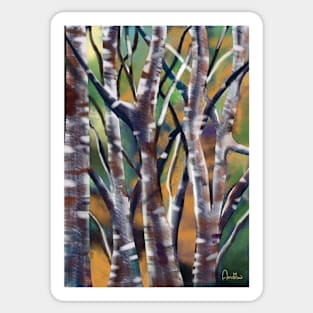 Abstract Birch Trees. Artwork By Annalisa Amato Sticker